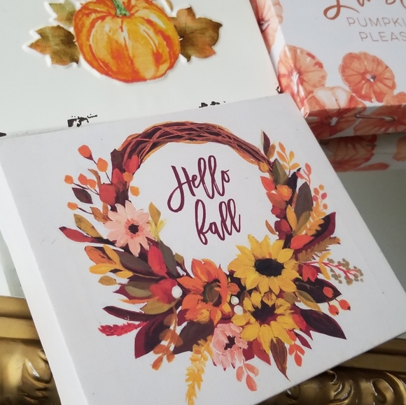 ❗Fall Metal and Canvas Rustic Pumpkin Wall Decor Bundle❗ - Picture 2 of 8